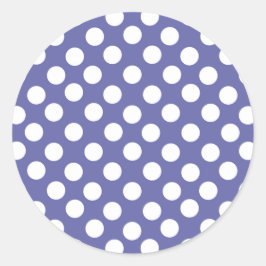 Pegatina Redonda polka blanco púrpura se pone perwinkle