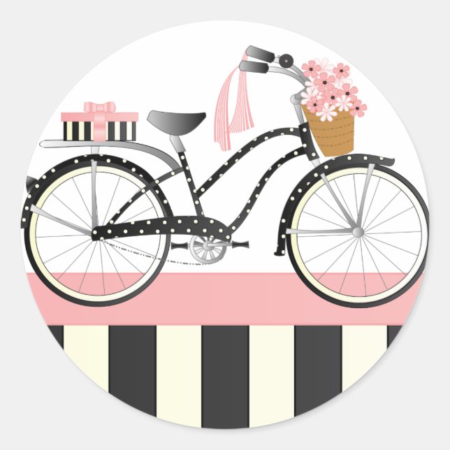 Pegatina Redonda Polka Dot Bicycle (Anverso)