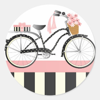 Pegatina Redonda Polka Dot Bicycle