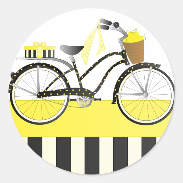 Pegatina Redonda Polka Dot Bicycle (Anverso)