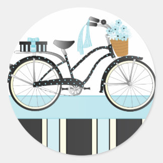Pegatina Redonda Polka Dot Bicycle