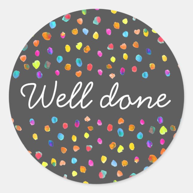 Pegatina Redonda Polka dot boho lindo arte pop bien hecho (Anverso)