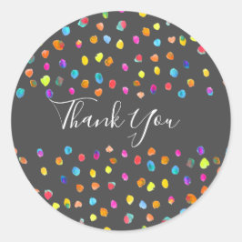 Pegatina Redonda Polka dot boho lindo arte pop Gracias