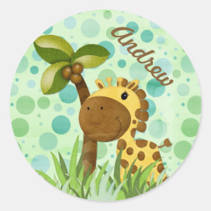 Pegatina Redonda Polka Dot Giraffe