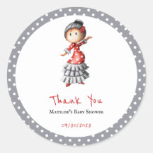 Polka Dot Gray White Flamenco Sevillana Bailarina