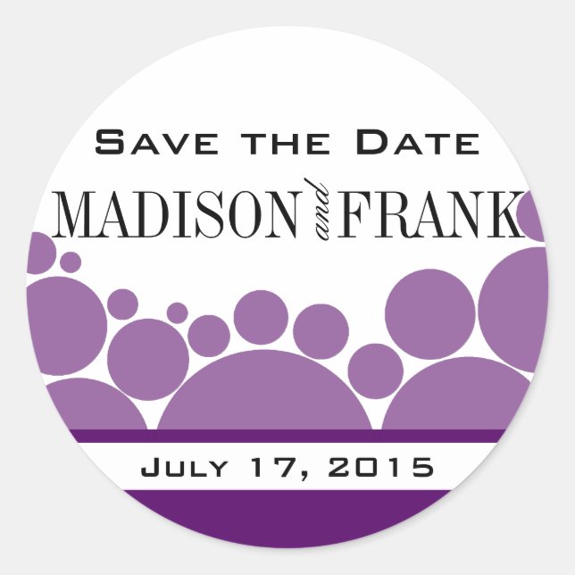 Pegatina Redonda Polka Dot Parade | púrpura (Anverso)