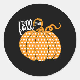 Pegatina Redonda Polka Dot Pumpkin Happy Fall - Caída del Sur