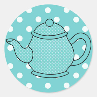 Pegatina Redonda Polka Dot Teapot