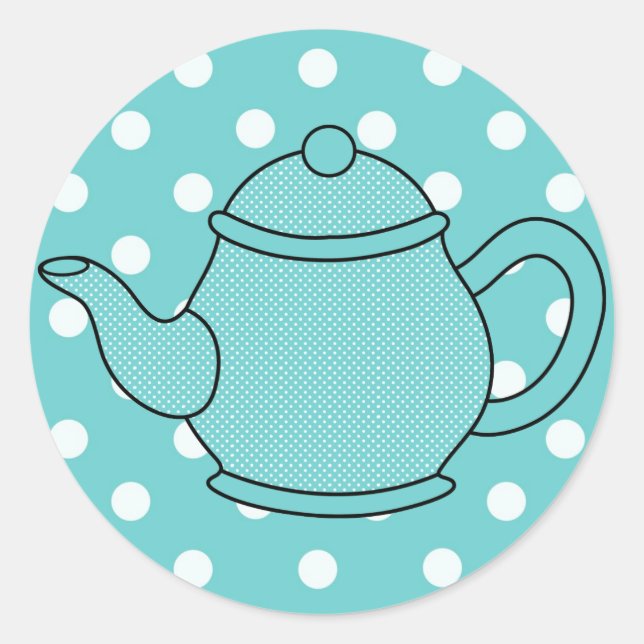 Pegatina Redonda Polka Dot Teapot (Anverso)
