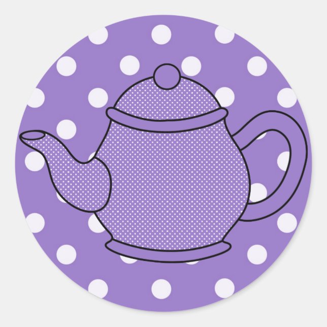 Pegatina Redonda Polka Dot Teapot V3 (Anverso)