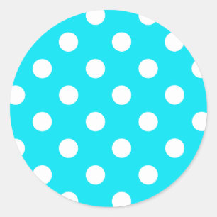 Pegatina Redonda Polka puntos código hex cian 00E3F4