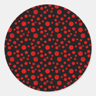 Pegatina Redonda Polka Rojo Dots Christmas Sticker