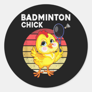 Pegatina Redonda Pollita de bádminton Jugadora de bádminton Volante