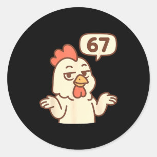 Pegatina Redonda Pollo 67 Meme Seis Siete Divertido Gen Alpha