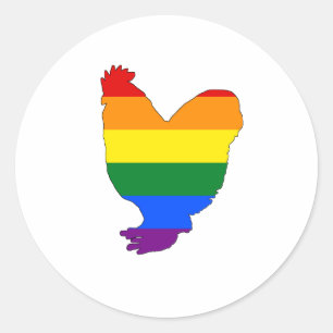 Pegatina Redonda Pollo arco iris