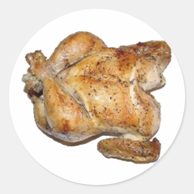 Pegatina Redonda Pollo asado entero (Anverso)
