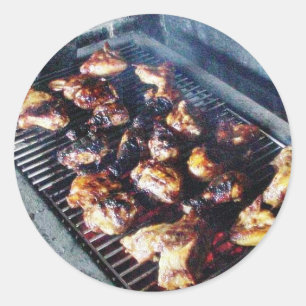 Pegatina Redonda Pollo barbacoa