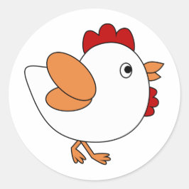 Pegatina Redonda Pollo Cheeky