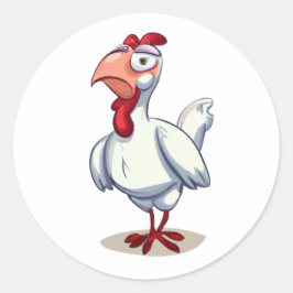 Pegatina Redonda Pollo de carácter de caricatura