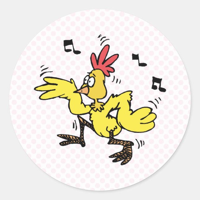 Pegatina Redonda Pollo de ChaChaCha (Anverso)