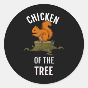 Pegatina Redonda Pollo De La Caza De Cazadores Graciosa Del Árbol