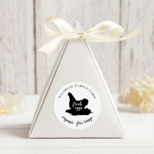 Pegatina Redonda Pollo de la granja de la familia Laying Hen