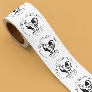 Pegatina Redonda Pollo de la granja de la granja de huevos frescos