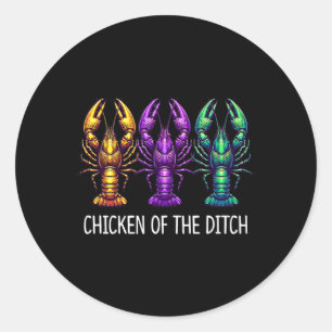 Pegatina Redonda Pollo De La Pechuga - Mardi Gras Cajun Crawfish -