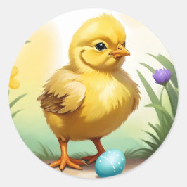 Pegatina Redonda Pollo de Pascua 1, Pascua