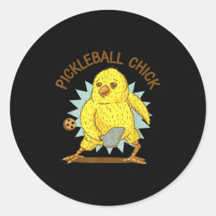 Pegatina Redonda Pollo De Pickleball Chick Funny Cita Pollo Con Gál