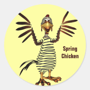 Pegatina Redonda Pollo de primavera