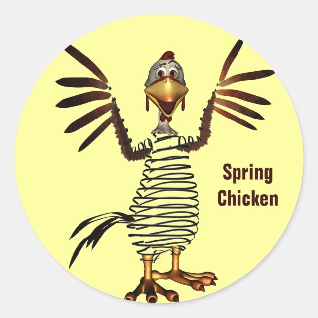 Pegatina Redonda Pollo de primavera (Anverso)