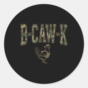 Pegatina Redonda Pollo divertido B-caw-k Camuflaje militar del ejér