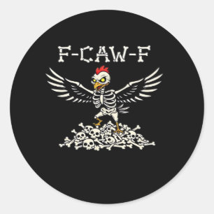 Pegatina Redonda Pollo Divertido F Caw F Halloween Genial Estilo Ún