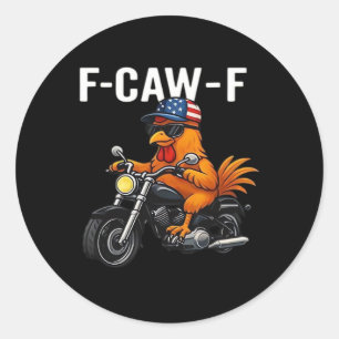 Pegatina Redonda Pollo F-Caw-F Clásico Gráfico Estético