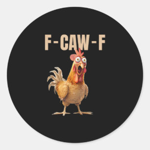 Pegatina Redonda Pollo F-Caw-F estilo vintage