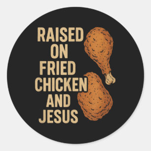 Pegatina Redonda Pollo Frito &amp; Jesús Vida Country Cristiana S