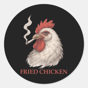 Pegatina Redonda Pollo Frito Drogadicto Divertido Marihuana