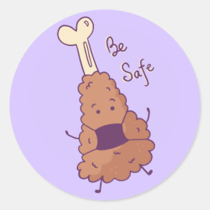 Pegatina Redonda Pollo frito sea seguro