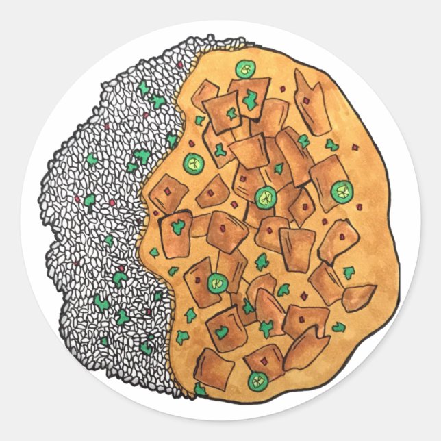 Pegatina Redonda Pollo Korma Qorma Cocina india (Anverso)