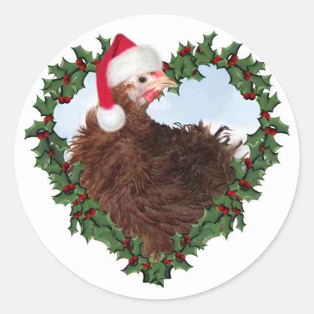 Pegatina Redonda Pollo navidad * Frizzle (Anverso)
