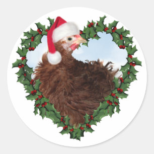 Pegatina Redonda Pollo navidad * Frizzle