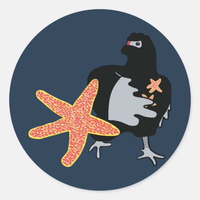 Pegatina Redonda Pollo Ninja (Anverso)