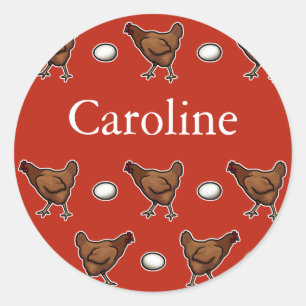 Pegatina Redonda Pollo o huevo, agrega tu nombre