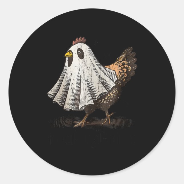 Pegatina Redonda Pollo Ultrygeist, Fantasma de Pollo, Halloween Div (Anverso)