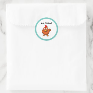 Pegatina Redonda ¿Pollo?, una tía graciosa Personalizado de gallo m
