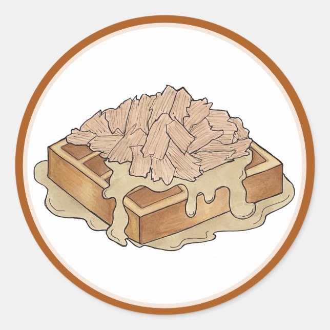 Pegatina Redonda Pollo y Waffles Pennsylvania Alimentos holandeses  (Anverso)