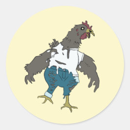 Pegatina Redonda Pollo Zombie