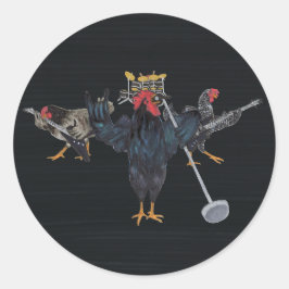 Pegatina Redonda Pollos de Heavy Metal