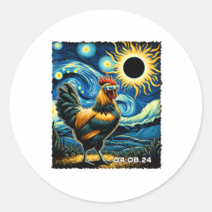 Pegatina Redonda Pollos divertidos y divertidos solares